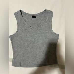 Stylish Gray Women's Ribbed Tank Top